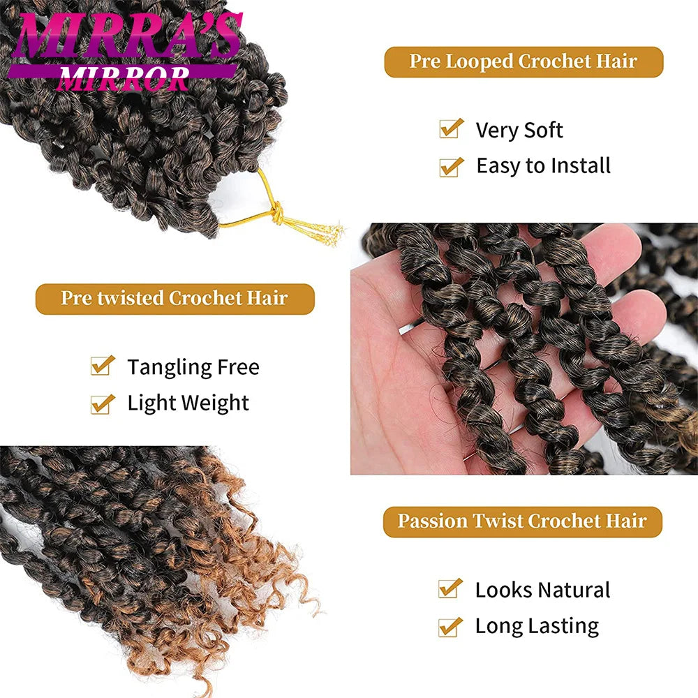 Passion Twist Crochet Hair 6/8/12/18 Inch Short Bob Pre-Looped Crochet Braids for Black Women Synthetic Braiding Hair Extensions