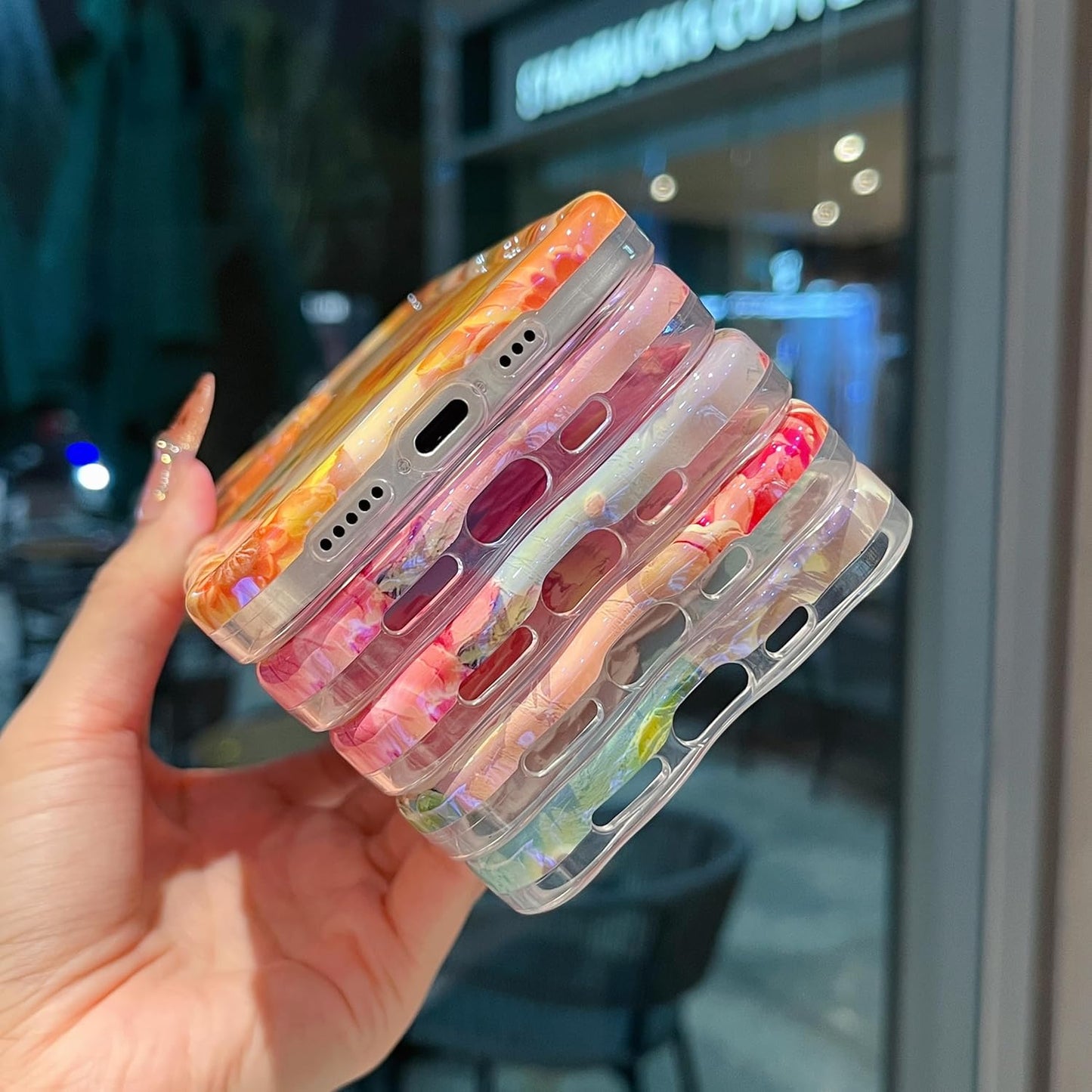 Case for Iphone 17 Pro Max, Colorful Retro Oil Painting Flower Cute Floral Aesthetic Curly Wave Frame Laser Glossy Reflective Exquisite Stylish Protective Cover Women Girls-Sunflower/Yellow