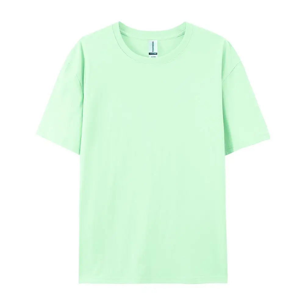 100% Cotton Solid Tshirts Men Woman Short Sleeve Fashion Brand Trend Casual Soft Clothing Tees Customized Products Summer Tops