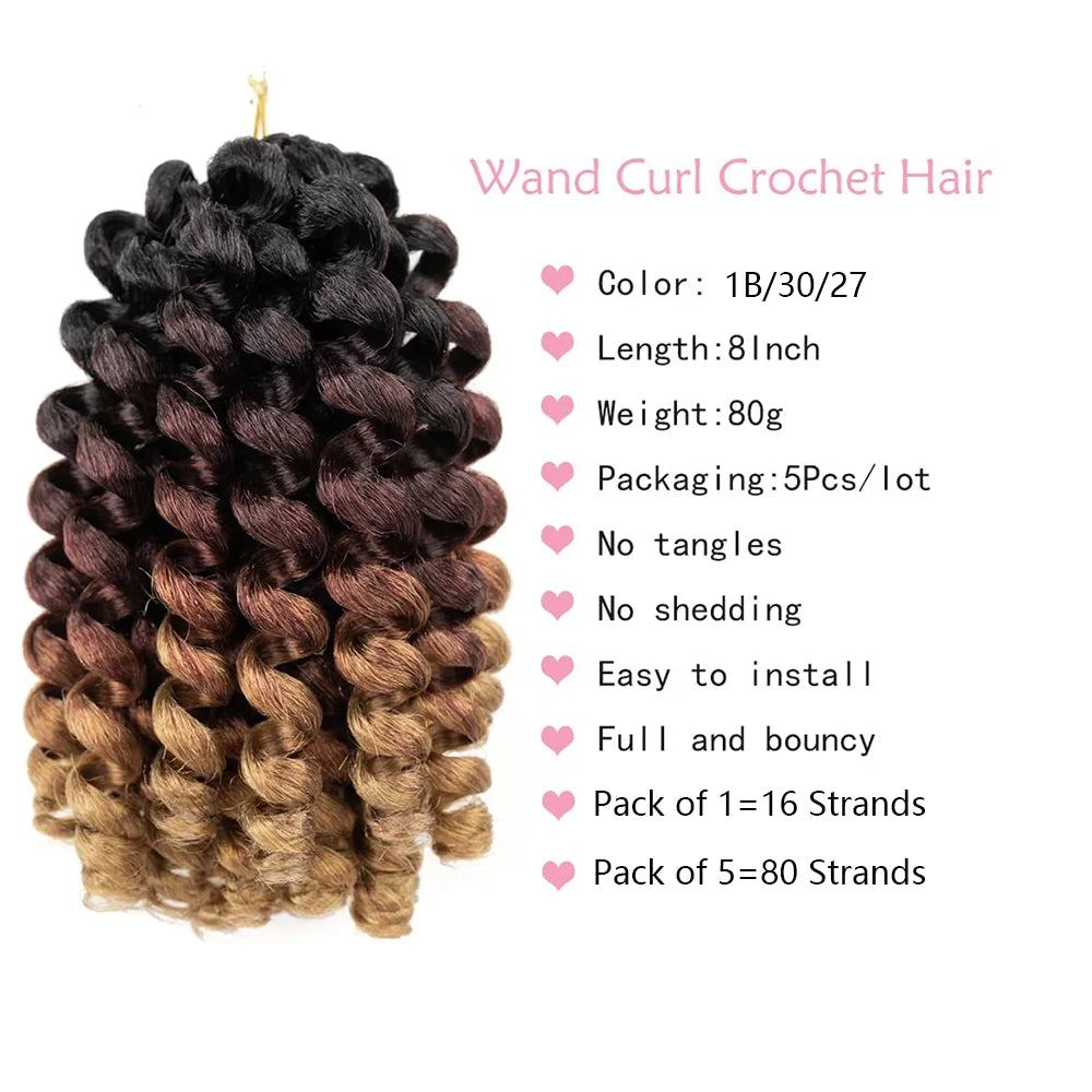 1-5 Packs Wand Curl Crochet Hair 8-12Inch Jamaican Bounce Crochet Hair Crochet Hair Jamaican Bounce Curly Crochet Synthetic Hair